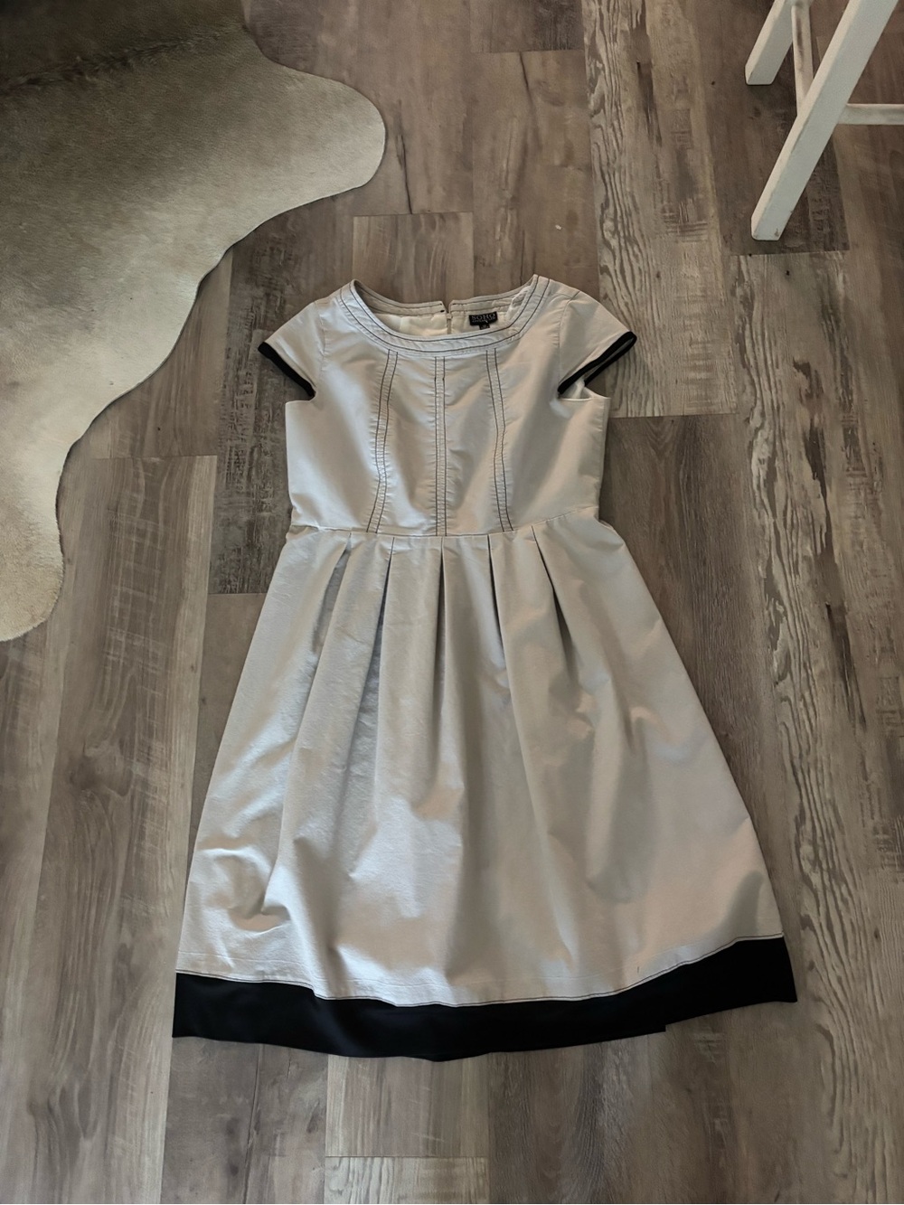 Soho Apparel Cream Dress with Black Trim 12